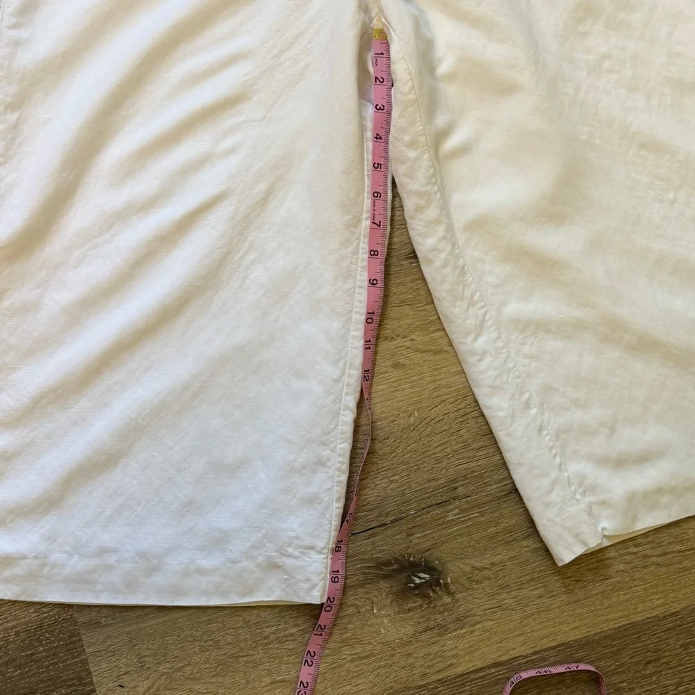 Womens Linen Wide Leg Pants XL White Minimalist Cropped‎ Breathable Coastal - Picture 7 of 13